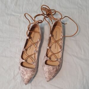 Chinese Laundry Snake-print Laceup Ballet Flat Sz 8